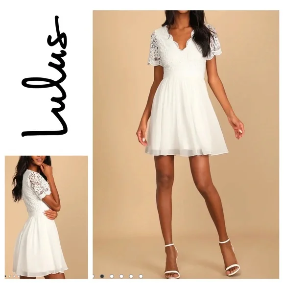 Lulus | Dresses | Lulus Angel In Disguise White Lace Skater Dress Sz S |  Poshmark